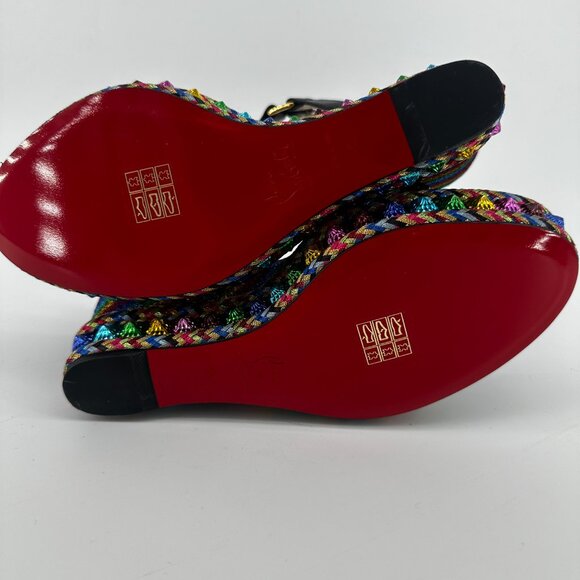 Louboutin Metallic Rainbow Spike Wedges - Size 40 - Picture 7 of 8